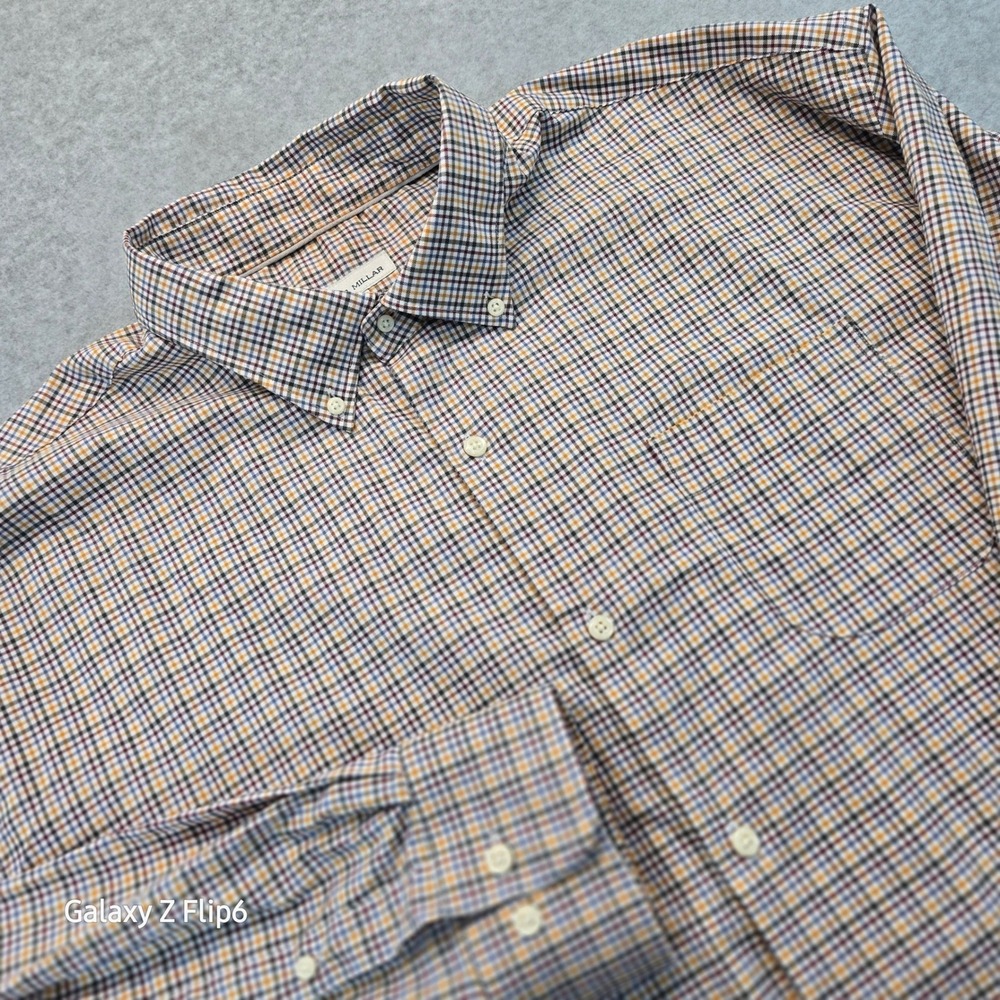Peter Millar Mens 2XT Tall Button Down Shirt Multi Color Check MF22W09NBLBT